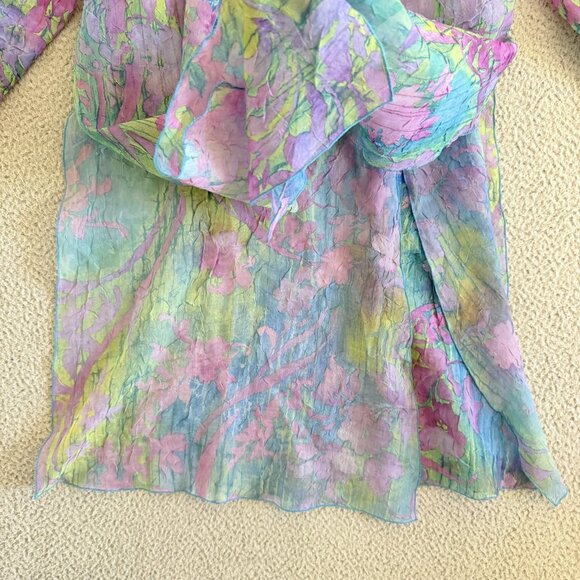 Dinah Lee Sheer Duster Jacket Floral Watercolor Boho Kimono Coveru - Picture 4 of 7